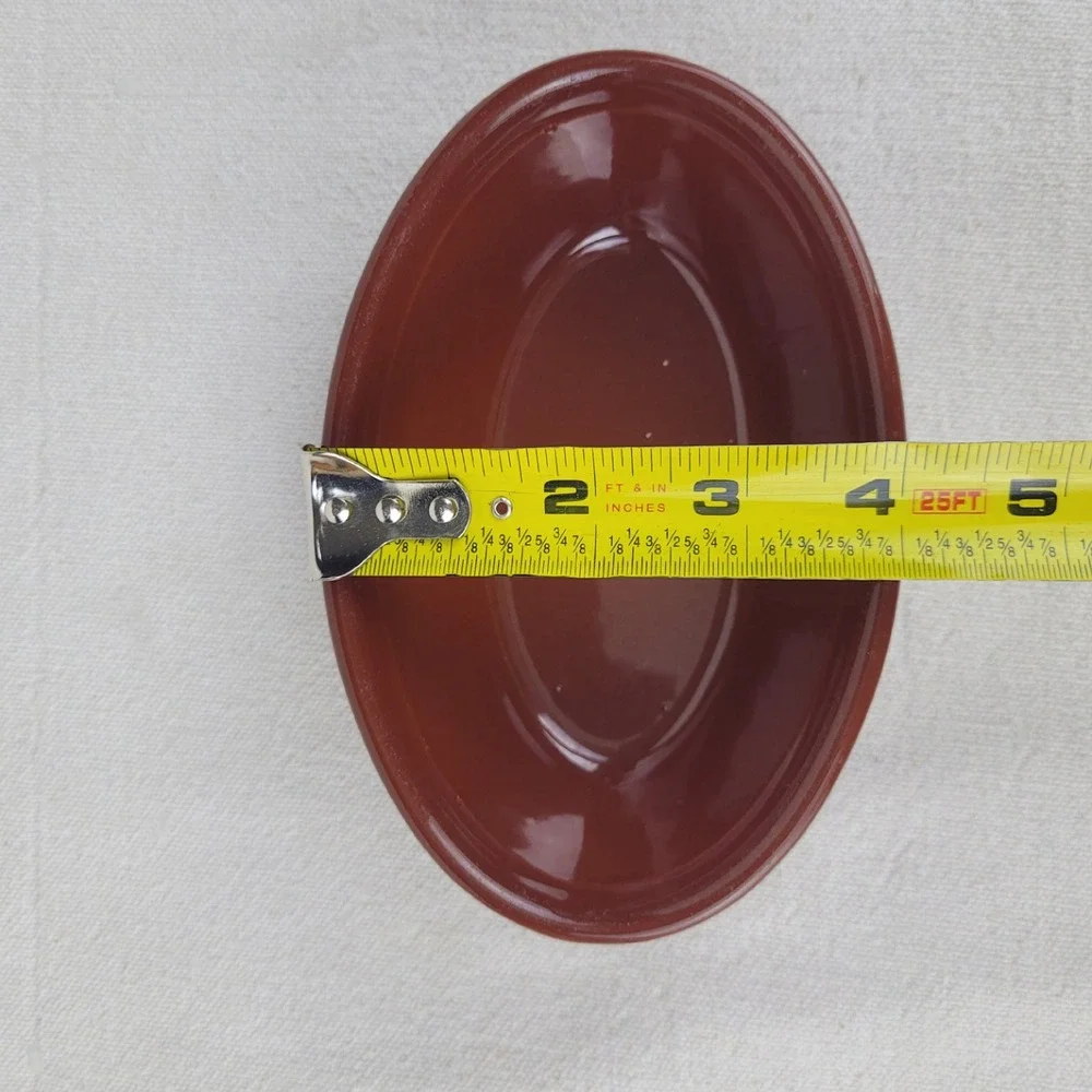 Vintage TST Taylor Smith Taylor Brown Oven Serve Ware Oval Bowl Floral Embossed